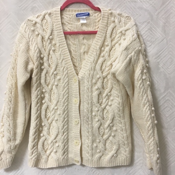 Pendleton Sweaters - Pendleton ivory cable knit cardigan